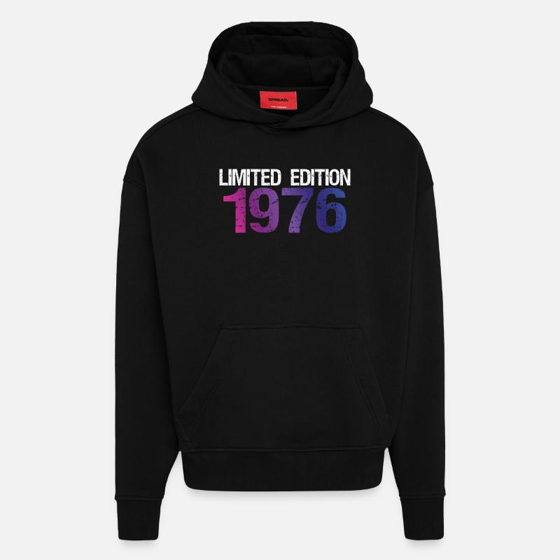50e anniversaire édition limitée 1976 - Sweat à capuche bio épais oversize fabriqué en UE - SOLID BLACK