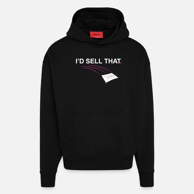 Je vendrais ce Drôle d’agent immobilier - Sweat à capuche bio épais oversize fabriqué en UE - SOLID BLACK