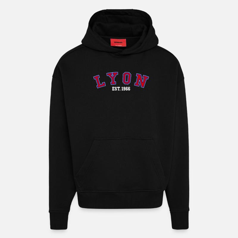 Lyon fondée en 1966 - Sweat à capuche bio épais oversize fabriqué en UE - SOLID BLACK