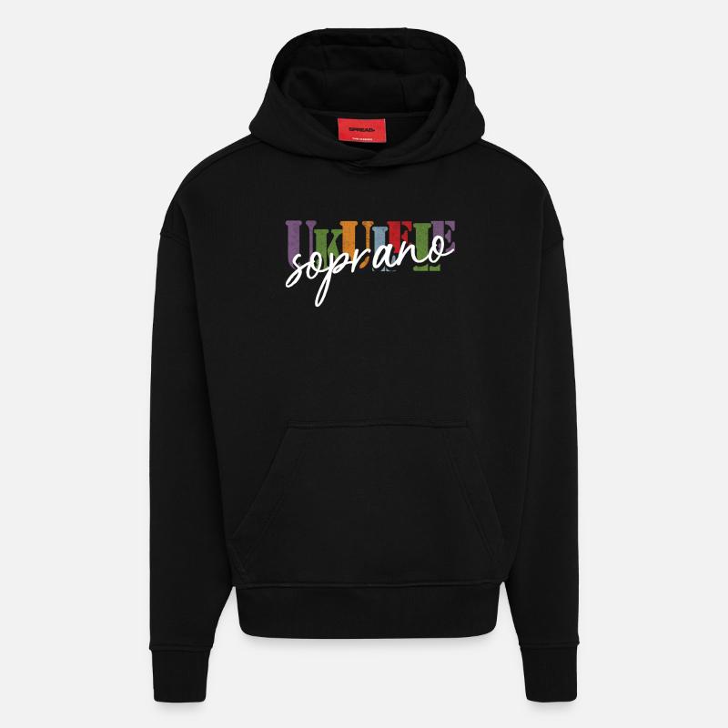Ukulélé soprano - Sweat à capuche bio épais oversize fabriqué en UE - SOLID BLACK