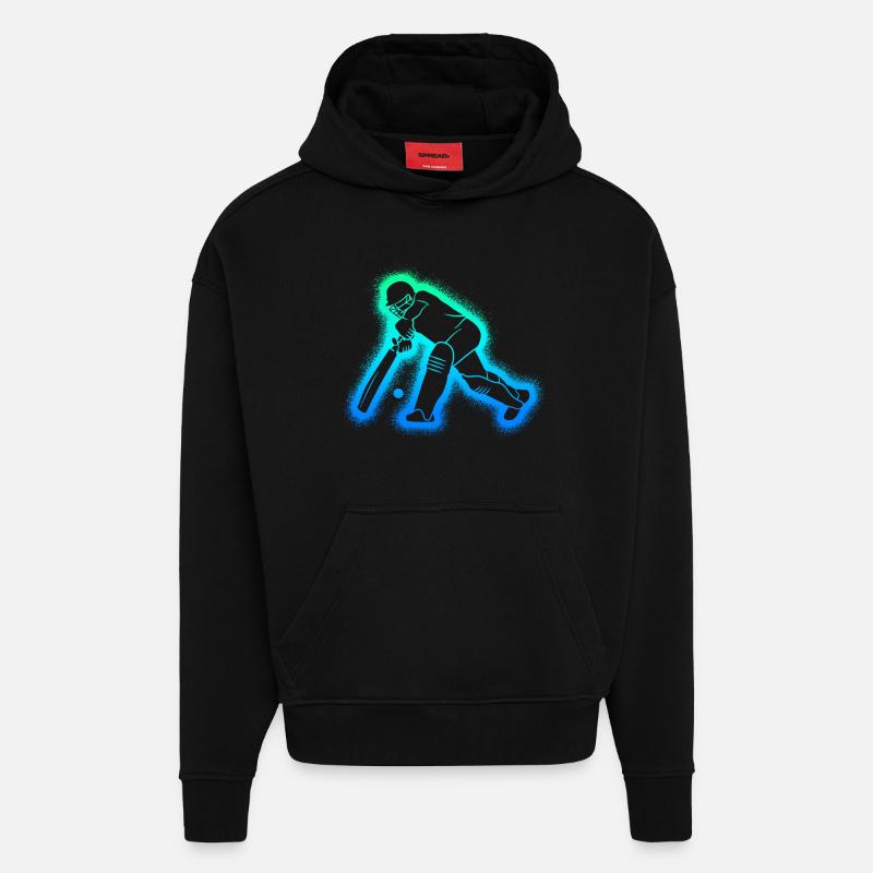 Cricket Garçons Enfants Joueurs de cricket - Sweat à capuche bio épais oversize fabriqué en UE - SOLID BLACK