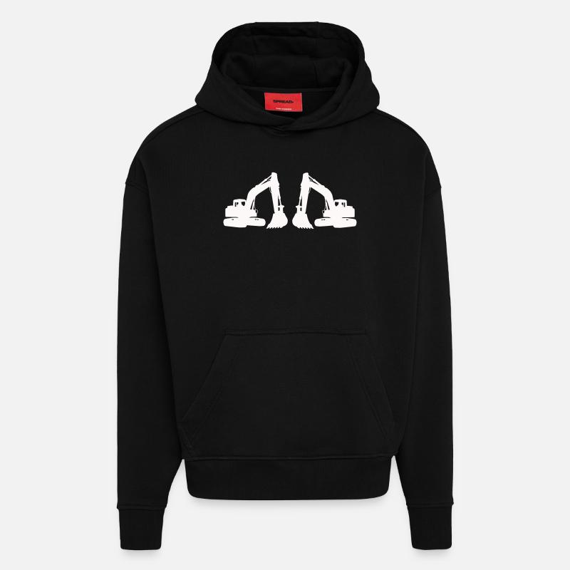 Doppel Bagger Silhouette - Hoodie- made by SPREAD  - SOLID BLACK
