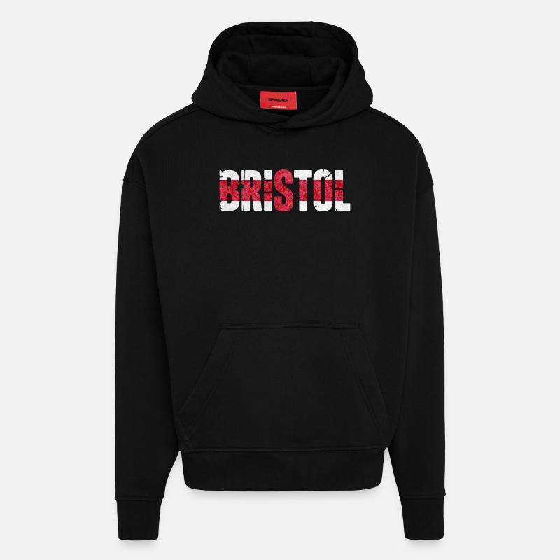 Bristol, Angleterre - Sweat à capuche bio épais oversize fabriqué en UE - SOLID BLACK
