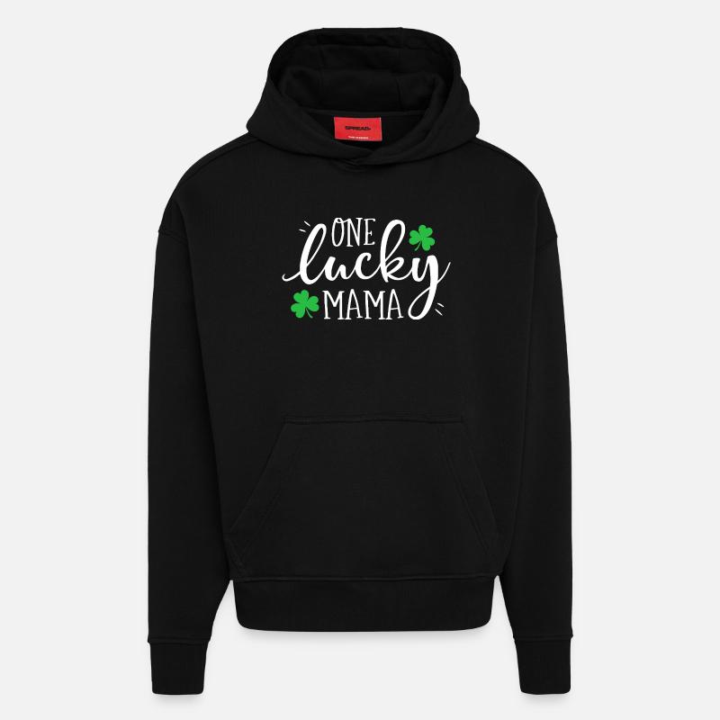 Ein Lucky Mama Clover Tee - Hoodie- made by SPREAD - SOLID BLACK