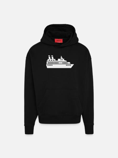 Cruise Ship Silhouette Cruise Ship - Hoodie- made by SPREAD - SOLID BLACK