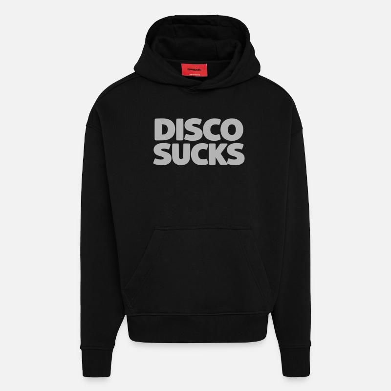 La disco, c’est nul - Sweat à capuche bio épais oversize fabriqué en UE - SOLID BLACK