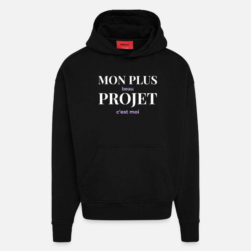 Mon Plus Beau Projet — C'est Moi - Sweat à capuche bio épais oversize fabriqué en UE - SOLID BLACK