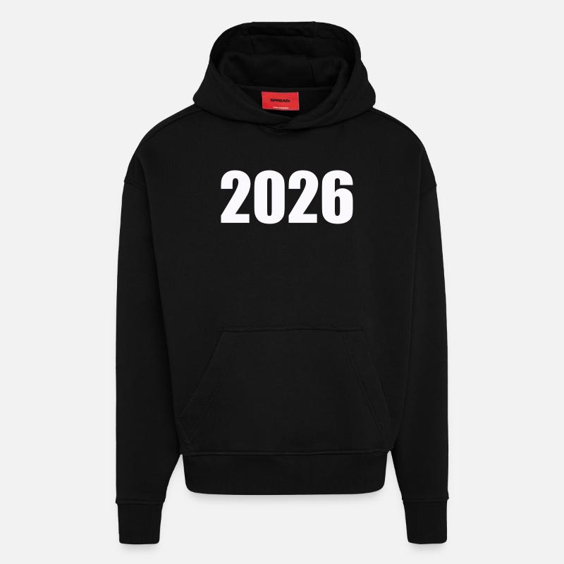 2026 - Sweat à capuche bio épais oversize fabriqué en UE - SOLID BLACK