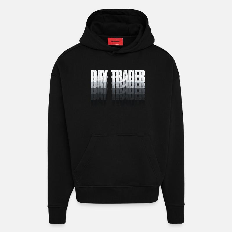 Day Trader Marché boursier Trader boursier - Sweat à capuche bio épais oversize fabriqué en UE - SOLID BLACK