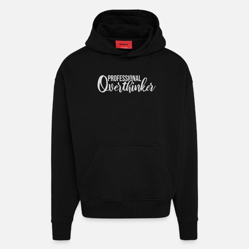 Professional Overthinker Funny Brooding Anxiety Logo - Hoodie- made by SPREAD  - SOLID BLACK