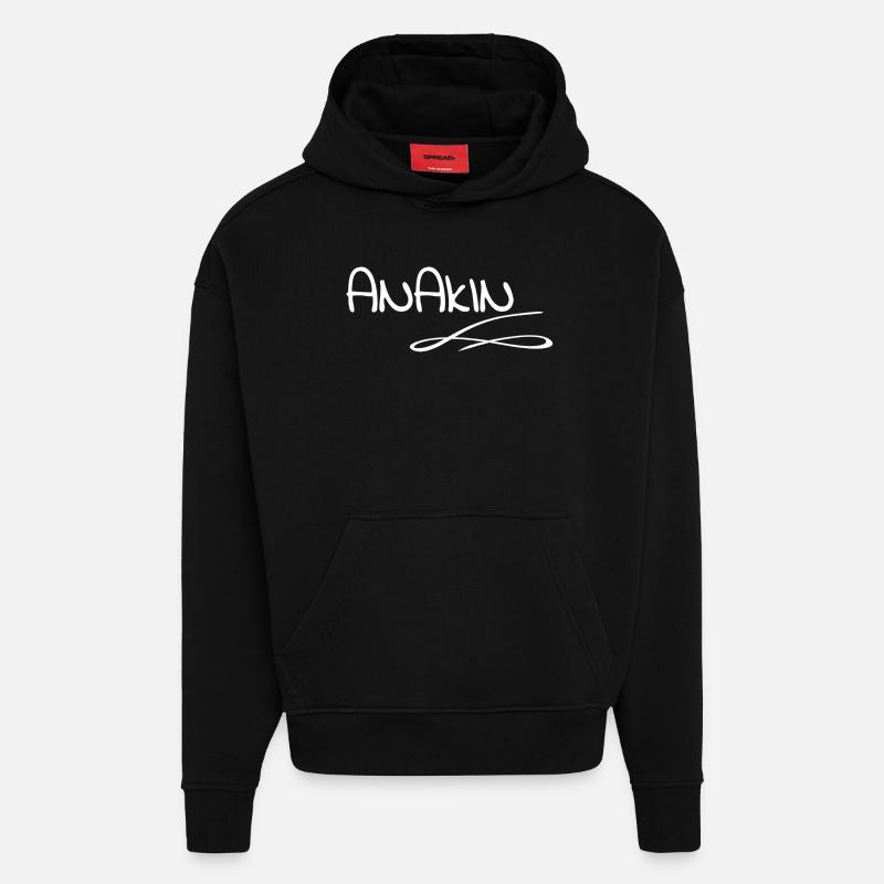 Lettrage graffiti d’Anakin - Sweat à capuche bio épais oversize fabriqué en UE - SOLID BLACK