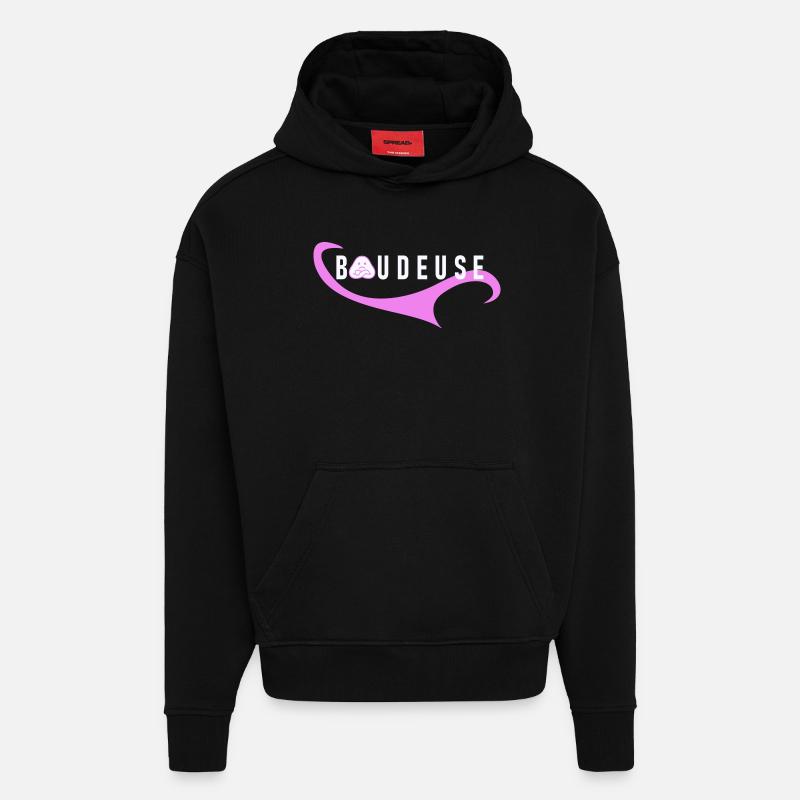 Logo Boudeuse  - Sweat à capuche bio épais oversize fabriqué en UE - SOLID BLACK