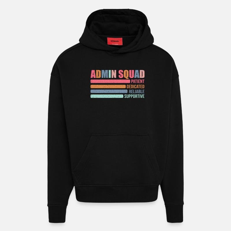 Admin Squad: Farbig Retro Büroteam Geschenk - Hoodie- made by SPREAD  - SOLID BLACK
