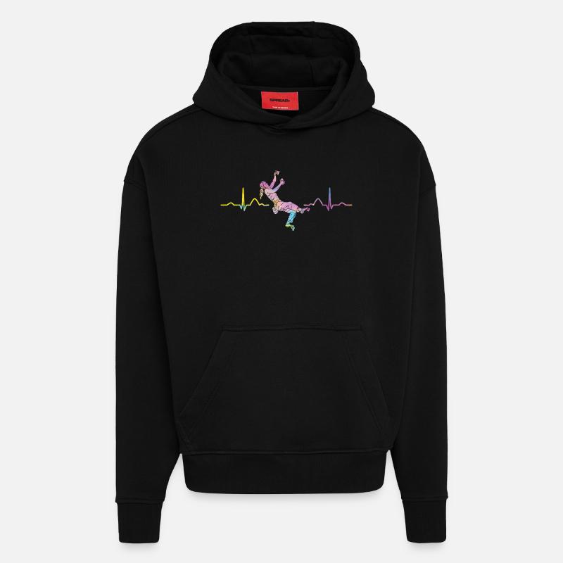 Boulderer heartbeat Bouldering Bouldering - Hoodie- made by SPREAD  - SOLID BLACK