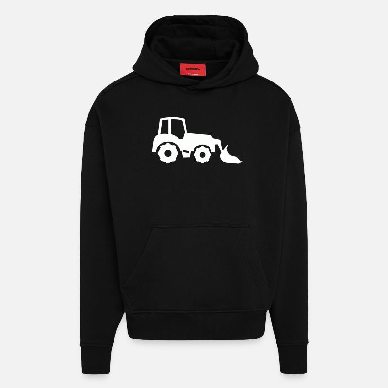 Chargeuse avant Silhouette de Tracteur - Sweat à capuche bio épais oversize fabriqué en UE - SOLID BLACK