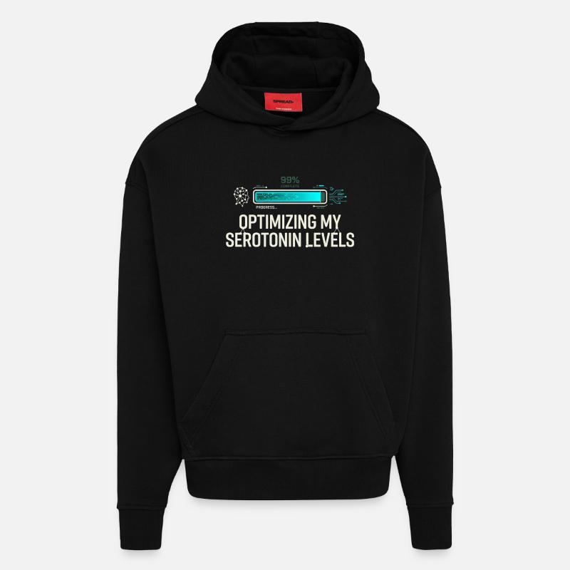 Optimisation de la sérotonine - Sweat à capuche bio épais oversize fabriqué en UE - SOLID BLACK
