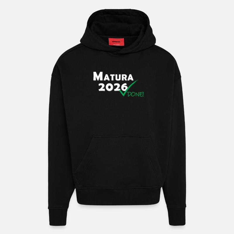 Matura 2026 Terminé - Sweat à capuche bio épais oversize fabriqué en UE - SOLID BLACK