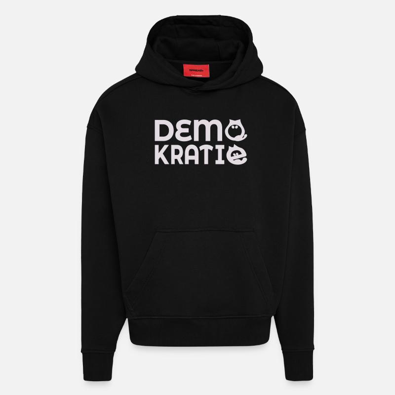 Cat Democracy - Hoodie- made by SPREAD  - SOLID BLACK