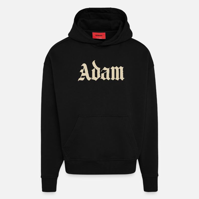 Chemise Adam Gothic Script - Sweat à capuche bio épais oversize fabriqué en UE - SOLID BLACK