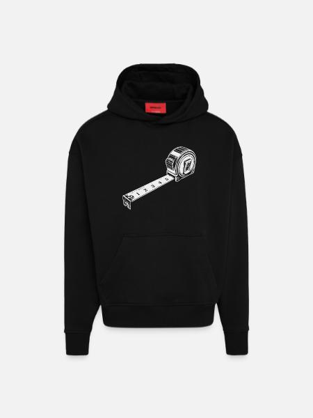 mètre ruban - Sweat à capuche bio épais oversize fabriqué en UE - SOLID BLACK