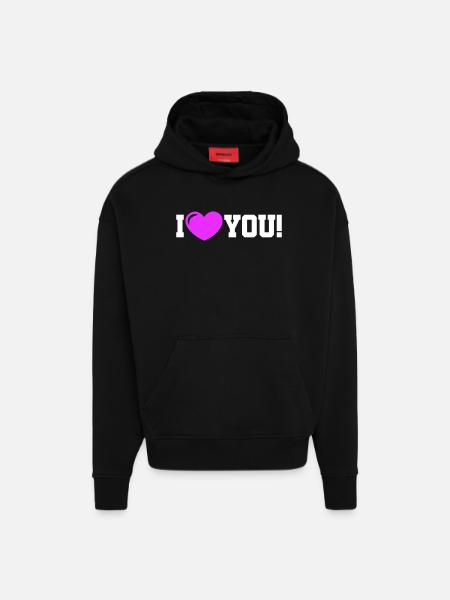 I love you - Ich Liebe Dich - Hoodie- made by SPREAD  - SOLID BLACK