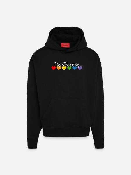 Rainbow heart my journey white - Hoodie- made by SPREAD  - SOLID BLACK