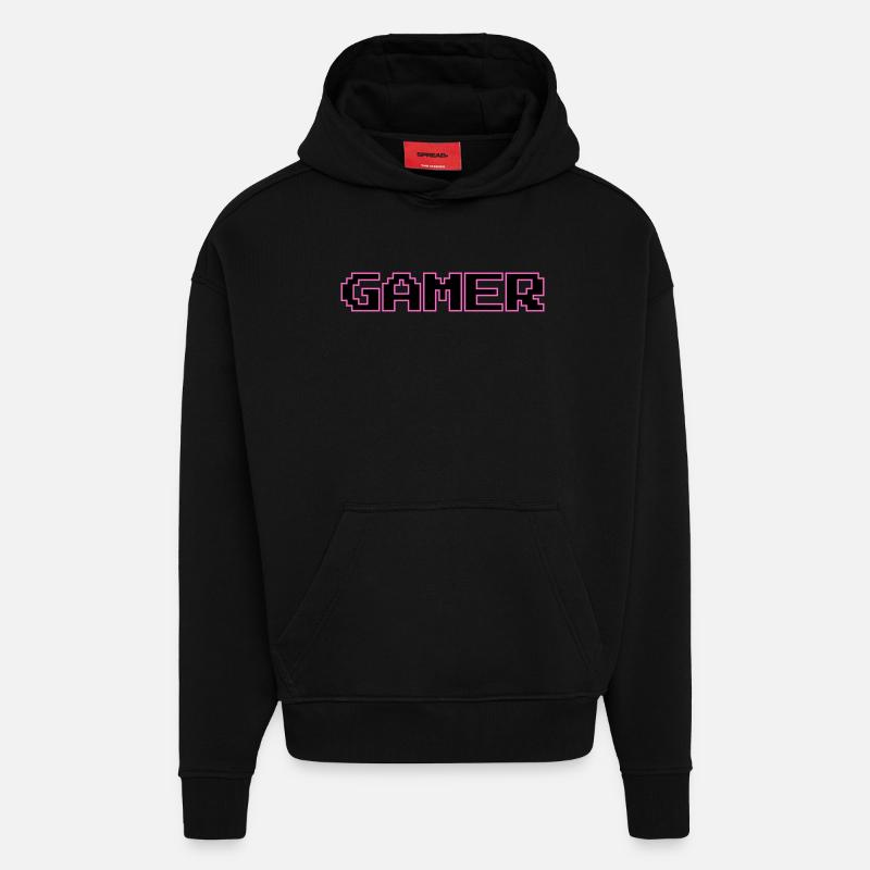 Retro Gamer Pixel Text - Hoodie- made by SPREAD  - SOLID BLACK