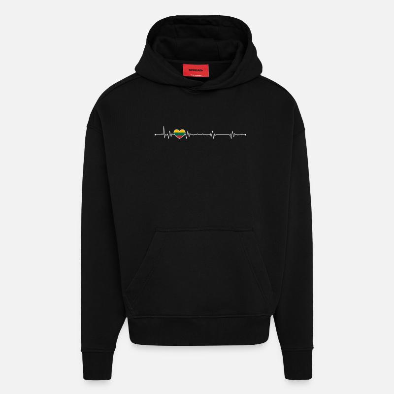 Rainbow Heartbeat Pride - Hoodie- made by SPREAD  - SOLID BLACK