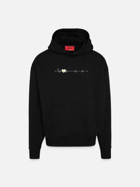 Bird Within Pulse Heart - Hoodie- made by SPREAD  - SOLID BLACK