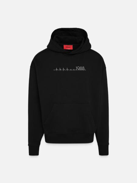 1988 Heartbeat Forever - Hoodie- made by SPREAD  - SOLID BLACK