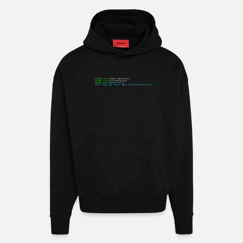 terminal linux - Sweat à capuche bio épais oversize fabriqué en UE - SOLID BLACK