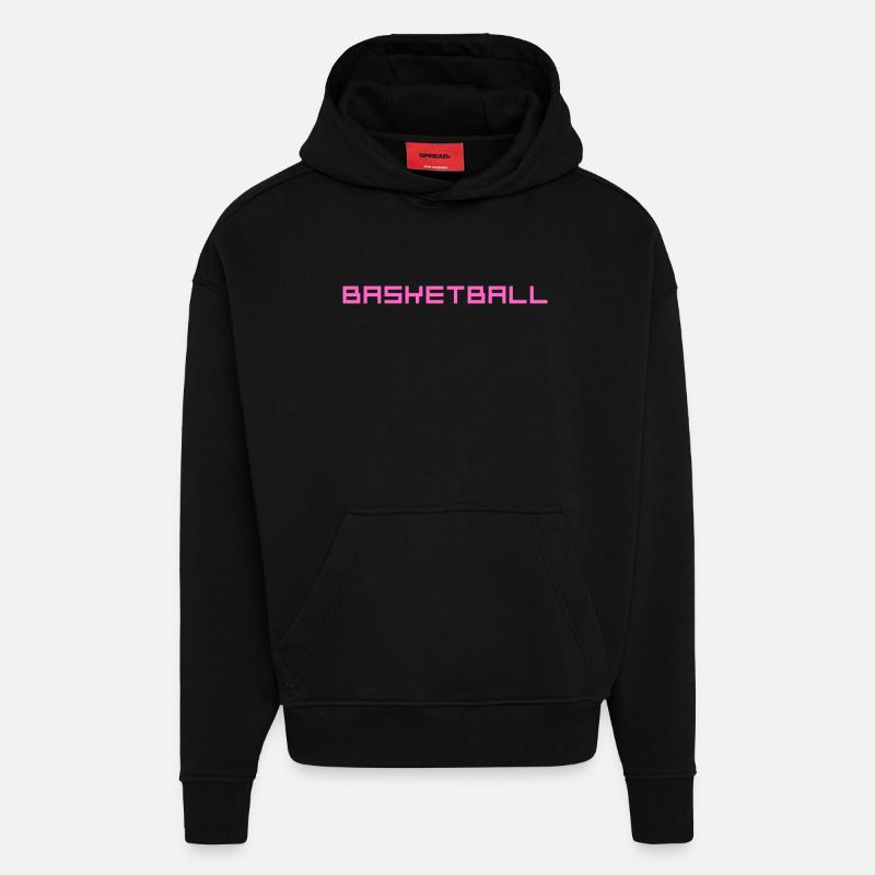 Texte néon de basket - Sweat à capuche bio épais oversize fabriqué en UE - SOLID BLACK