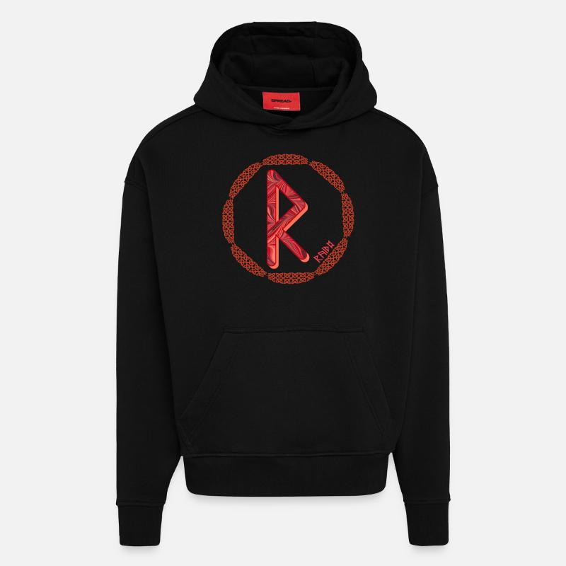 rune raido e 18 - Hoodie- made by SPREAD  - SOLID BLACK