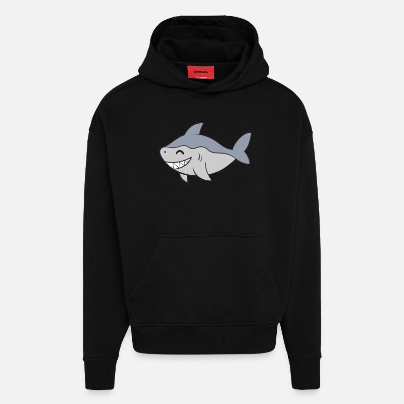 Requin Requin - Sweat à capuche bio épais oversize fabriqué en UE - SOLID BLACK