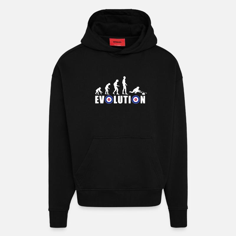 EVOLUTION CURLING Eisstockschießen Geschenk Winter - Hoodie- made by SPREAD  - SOLID BLACK