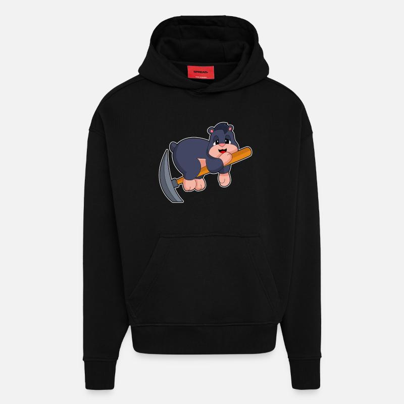 Pioche de Tale Miner - Sweat à capuche bio épais oversize fabriqué en UE - SOLID BLACK