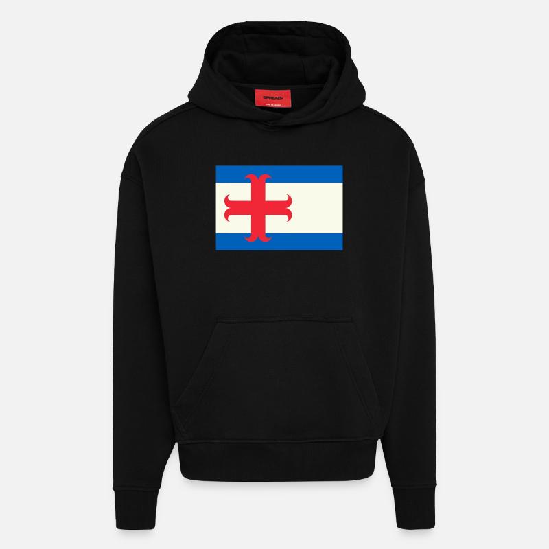drapeau Zutphen - Sweat à capuche bio épais oversize fabriqué en UE - SOLID BLACK