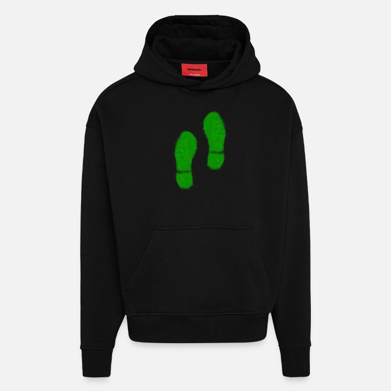 Green Grass Steps - Sweat à capuche bio épais oversize fabriqué en UE - SOLID BLACK