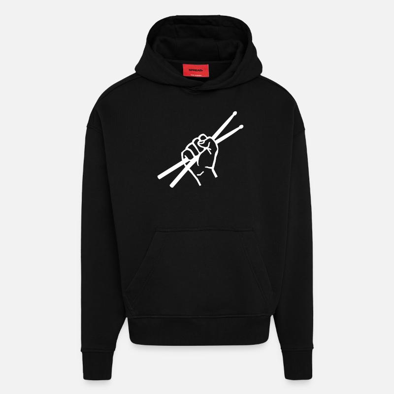 batteur - Sweat à capuche bio épais oversize fabriqué en UE - SOLID BLACK