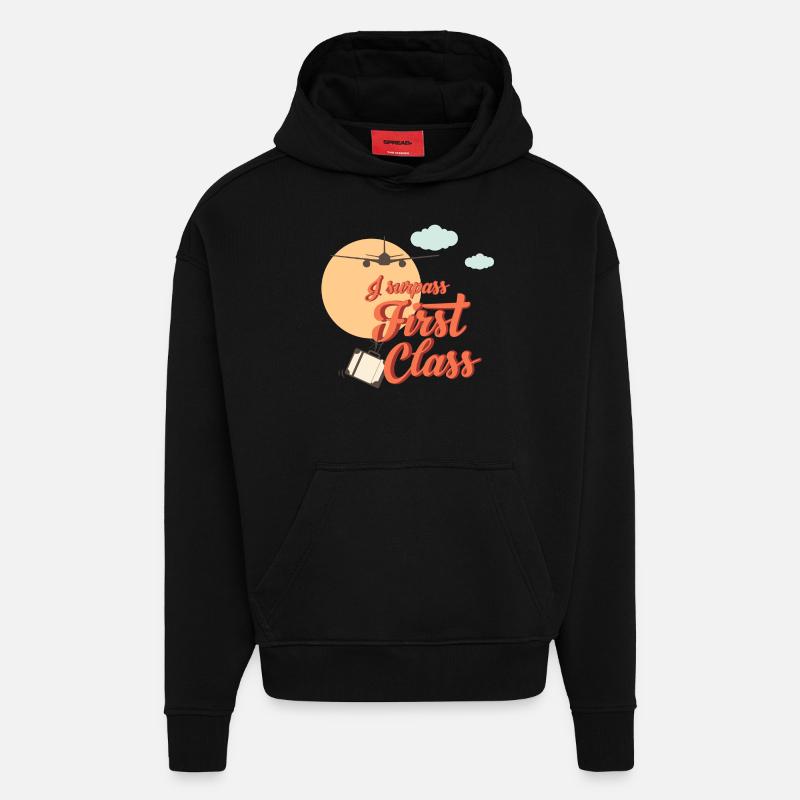 Je surpasse First Class - Sweat à capuche bio épais oversize fabriqué en UE - SOLID BLACK