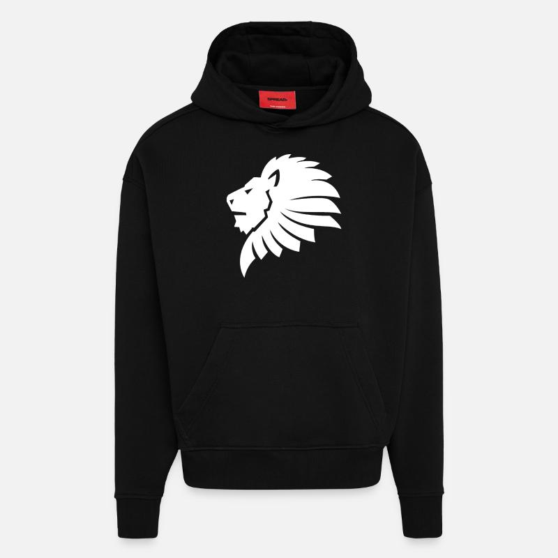 Lion - Sweat à capuche bio épais oversize fabriqué en UE - SOLID BLACK