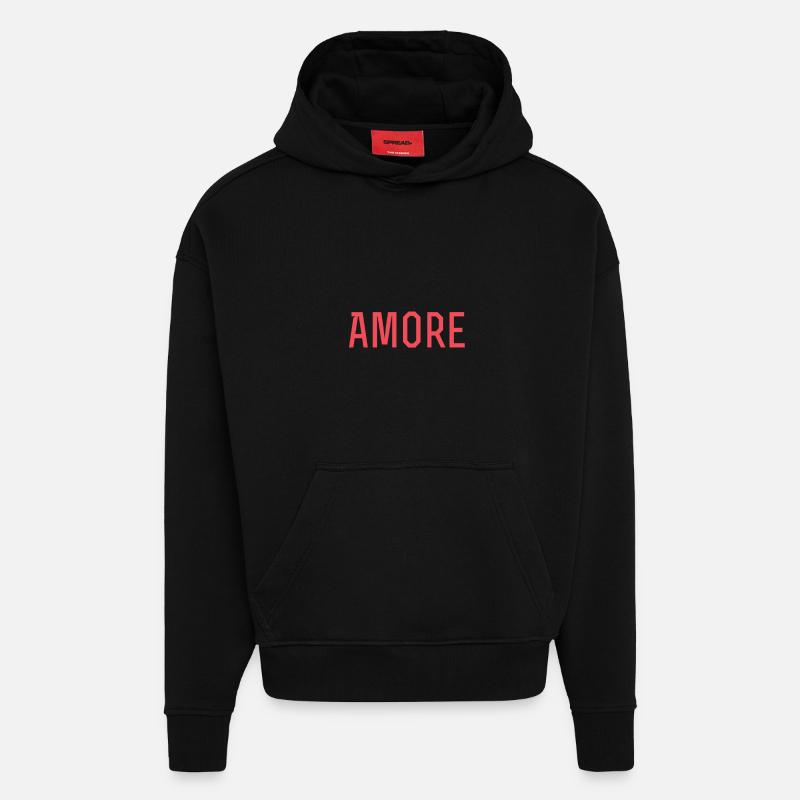 Chemise à déclaration Amore - Sweat à capuche bio épais oversize fabriqué en UE - SOLID BLACK