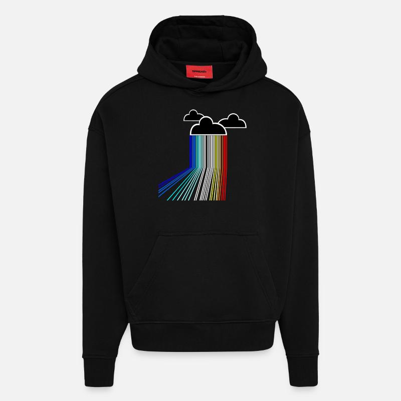 rainbow cloud - Sweat à capuche bio épais oversize fabriqué en UE - SOLID BLACK