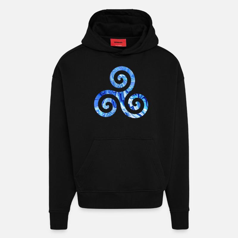 symbole celtique 1 e 80 - Sweat à capuche bio épais oversize fabriqué en UE - SOLID BLACK