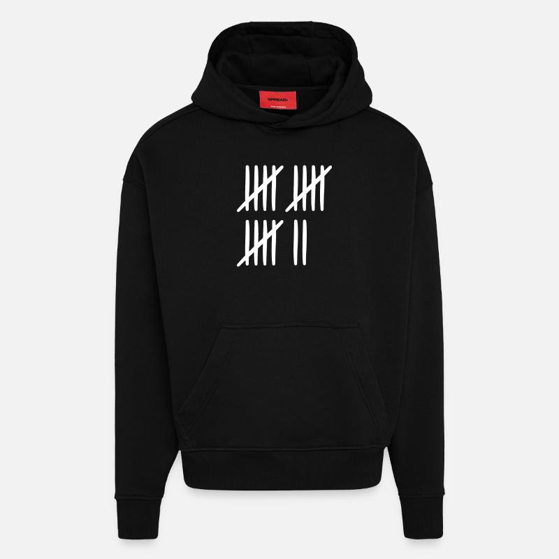 Anniversaire de 17 ans - Sweat à capuche bio épais oversize fabriqué en UE - SOLID BLACK
