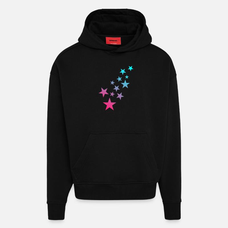 Modèle astérisque symbole étoile - Sweat à capuche bio épais oversize fabriqué en UE - SOLID BLACK