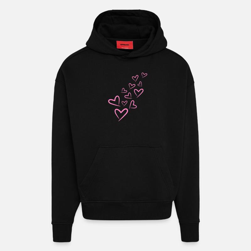 Heart Heart Pattern Pink - Hoodie- made by SPREAD  - SOLID BLACK