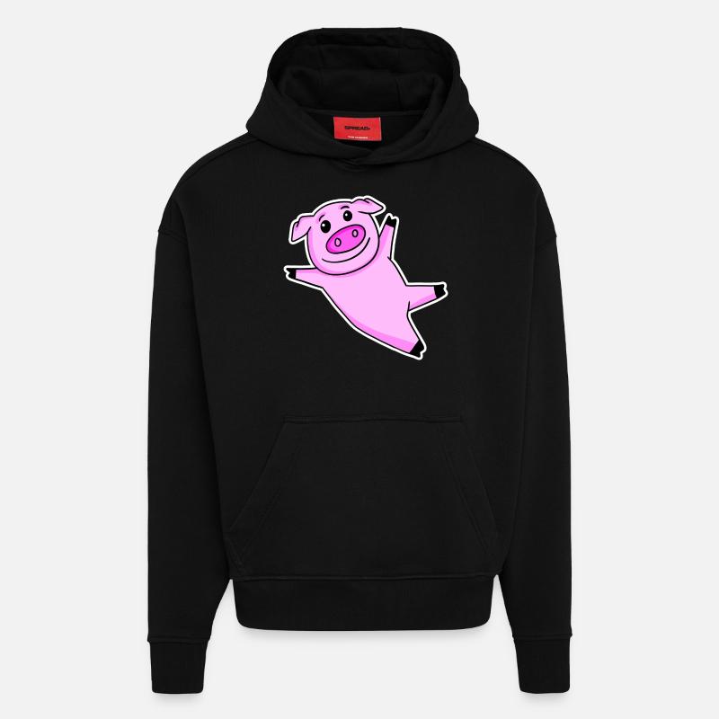Cochon mignon - Sweat à capuche bio épais oversize fabriqué en UE - SOLID BLACK