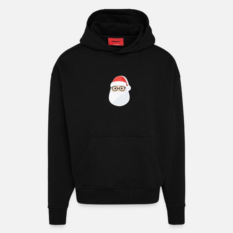 Père Noël - illustration - Sweat à capuche bio épais oversize fabriqué en UE - SOLID BLACK