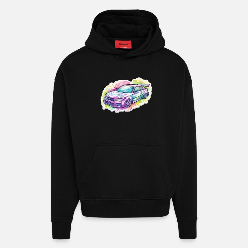 Auto - Illustration - Hoodie- made by SPREAD  - SOLID BLACK